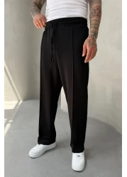 MADZEYMODA Men's Baggy Fit Grass Detailed Lycra Black Jogger Trousers Ke-5063