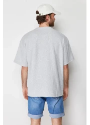  Collection تي شيرت رمادي كبير الحجم بأكمام قصيرة - TMNSS22TS00049