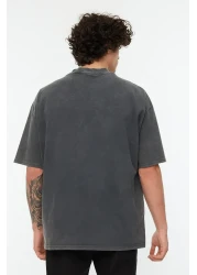  Collection Anthracite Color Oversize Printed Cotton T-Shirt - Tmnss22Ts0417