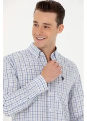 U.S. Polo Assn. قميص أزرق منقوش للرجال 50279453 -VR036