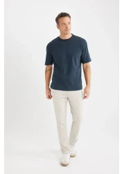 Defacto 100% Cotton Boxy Fit Crew Neck Basic Plain Short Sleeve T-Shirt D7481Ax25Sp