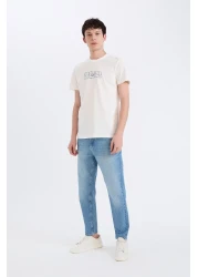 Defacto 100% Cotton Slim Fit Slim Fit Crew Neck Printed Short Sleeve T-Shirt D9356Ax25Sp