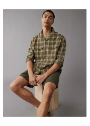 American Eagle قميص ميكانيكي من AE Linen-Blend U-2512-6257-380 - U-2512-6257-380 موديل ميكانيكي