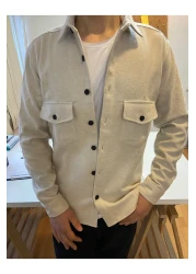 COOL TARZ قميص حطاب مستقيم للرجال ذو قصة ضيقة وفتحة رقبة وأزرار وجيب مزدوج