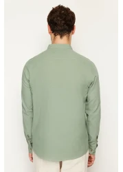  Collection Light Khaki Slim Fit Half Placket Judge Collar 100% Cotton Shirt Shirt TMNSS20GO0097