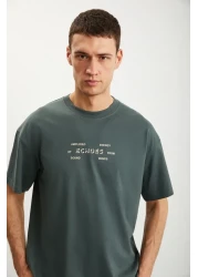 GRIMELANGE تي شيرت RAMADANP017 رجالي 100% قطن برقبة دائرية مطبوع باللون الأخضر