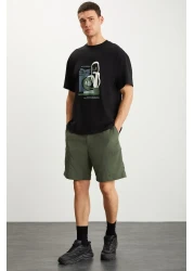 GRIMELANGE تي شيرت RAMADANP007 رجالي 100% قطن برقبة دائرية مطبوع باللون الأسود