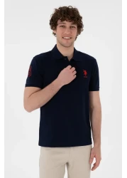 U.S. Polo Assn. تي شيرت رجالي ذو قصة ضيقة وياقة بولو باللون الأزرق الداكن 50305929 -vr033