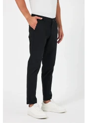 TheSeason بنطال تشينو مرن من القطن الجبردين الأسود للرجال