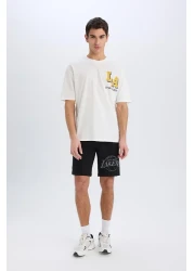 Defacto Defactofit Nba Los Angeles Lakers - Oversize Crew Neck Short Sleeve T-Shirt B3894Ax25Sp