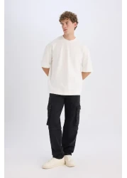 Defacto Loose Fit Crew Neck Short Sleeve Heavy Fabric Basic Plain T-Shirt B4844Ax25Sp