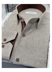 Fitmens Classic Long Sleeve Linen Cotton Gift Boxed Men's Shirt Fs- 001261 - Beige