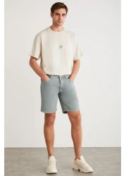 GRIMELANGE Denver Men's - Stone Color Oversize Crew Neck 100% Organic Cotton T-Shirt