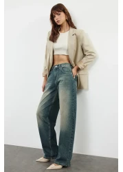  Collection بنطلون جينز فضفاض ذو خصر عادي أزرق داكن أكثر استدامة TWOAW25JE00140