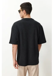  Collection Anthracite Oversize Textured Waffle T-Shirt Tmnss22Ts00049
