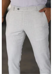 Bürke Men's Stone Color Italian Cut Quality Flexible Lycra Ankle Length Fabric Trousers