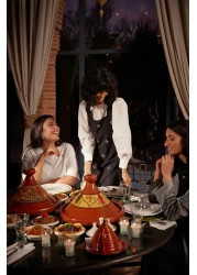  Modest فستان جيليه منسوج بياقة مربعة ومزين بالأحجار السوداء TCTSS23EB00157