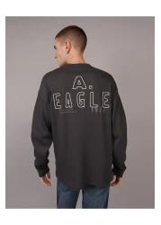 American Eagle AE Oversized Long-Sleeve Elevated Logo Graphic Thermal T-Shirt