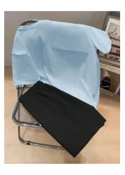 BYMEER Baby Blue Black Horse Printed Shorts T-Shirt Set