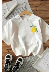 MYADA تي شيرت بتصميم خاص مطبوع عليه ظهر التشيلو الليموني 23618