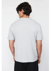  Collection Basic Gray Relaxed/Comfortable Fit Textured Waffle Pocket Label Short Sleeve T-Shirt TMNSS23TS00077