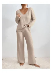 Hierapolis طقم بيجامة نسائي مخطط - موسمي رقيق - طقم بيجامة نسائي