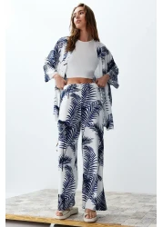  Collection Indigo Patterned Kimono and Trousers Set - Twoss24Au00083