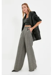  Collection Gray Button Detailed Wide Leg Woven Trousers TWOAW21PL0492