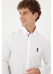 U.S. Polo Assn. قميص أبيض بأكمام طويلة للرجال 50296687 -VR013