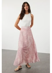  Collection Light Pink Chiffon Maxi Skirt - A-line Fit, Flared Lined, Woven - TWOSS24ET00224