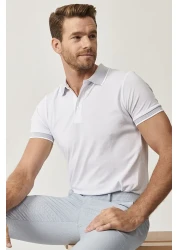 AC&Co / Altınyıldız Classics Men's Slim Fit Polo Collar T-Shirt Set of 3 - Black, White, Navy Blue, Non-Shrink Cotton