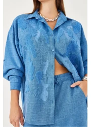 Bianco Lucci Women's Süzene Embroidered Top and Bottom Set 60551003