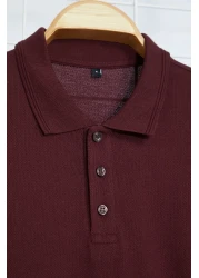  Collection Plum Slim/Narrow Cut Collar Striped Basic 100% Cotton Polo Neck T-Shirt Tmnss20Po0009