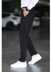 Bürke Men's Black Color Italian Cut Slim Fit Quality Fabric Trousers