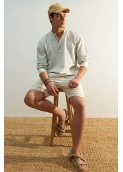  Collection Ecru Relaxed Fit Linen Content Shirt TMNSS23GO00121