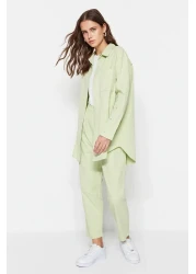  Modest Green Woven Cotton Shirt-Pants Set TCTSS23US00065