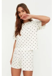  Collection Polka Dot White 100% Cotton Shorts Sleepwear Set - Thmss21Pt1485