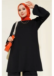 Bigdart Women's Black Tunic Pants Bottom Top Set 6663