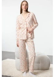  Collection 100% Cotton Ecru Floral Print Pajamas Set - Thmaw25Pt00202