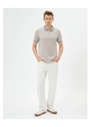 Koton Collared T-Shirt Minimal Print Slim Fit Short Sleeve