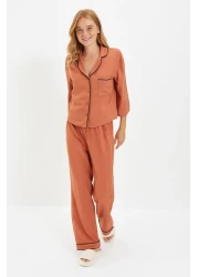  Collection Cinnamon Ribbed Viscose Woven Pajamas Set Thmaw21Pt0292