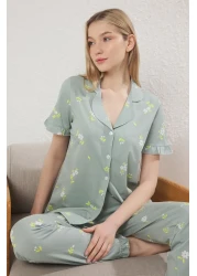  Collection 100% Cotton Flor Print Pajamas Set Thmss24Pt00227
