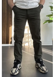 Edwox Green Men's Cargo Pants with Pockets, Regular Fit Edw232