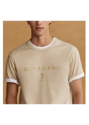 Giordano تي شيرت رجالي بقصّة Slim Fit من القطن وطبعة توقيع مميزة