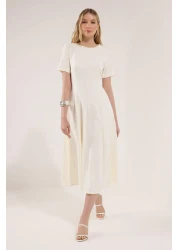  Collection تنورة بيضاء متوسطة الطول منسوجة مع فتحة خصر TWOSS25EL00790