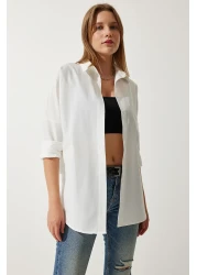 Happiness İstanbul قميص أساسي طويل كبير الحجم للنساء من إكرو DD00842