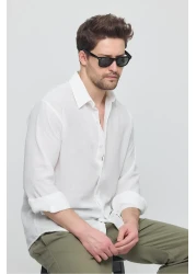 GEİO Men's Oversize Cut Linen Shirt