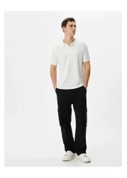 Koton Collared T-Shirt Slim Fit Button Detailed Short Sleeve