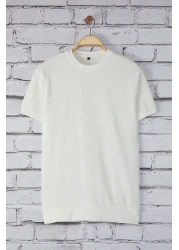  Collection Crew Neck White Cotton T-Shirt - Regular Fit Tmnss25Ts00062