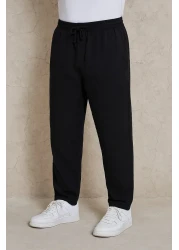 firststops Men's Black Linen Loose Cut Comfortable Fit Trousers